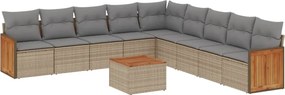 vidaXL Set canapele de grădină cu perne, 10 piese, bej, poliratan