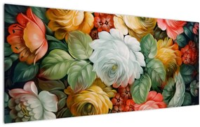 Tablou cu buchet pictat de flori (120x50 cm)