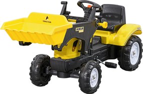 HOMCOM Excavator cu Pedale pentru Copii de 3 Ani cu Cupă Frontală și Volan, 114x41x52 cm, Galben | Aosom Romania