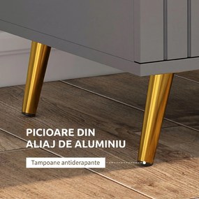 HOMCOM Comodă pentru Dormitor, Dulap Modern cu 3 Sertare,  Sertar de Depozitare cu Picioare din Aluminiu, 60x40x71.5 cm, Gri Închis
