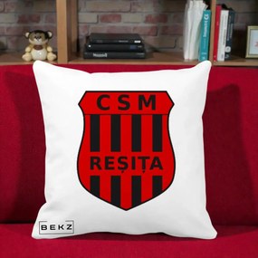 Perna Personalizata CSM Resita Fotbal, 40x40 cm, Alba Mata, Husa Detasabila, Perna Inclusa, BEKZ®