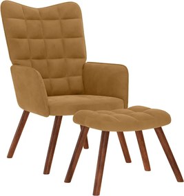 vidaXL Scaun de relaxare cu taburet, maro, catifea