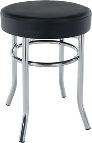 Taburet IRENA, negru/crom, metal/piele ecologica, 33x33x43 cm