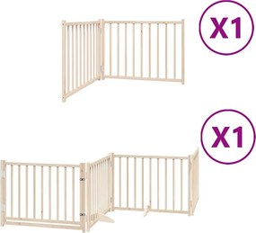 vidaXL Poartă de câini pliabilă cu ușă, 6 panouri, 480 cm, lemn plop