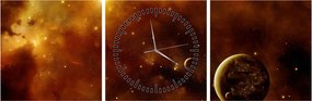 Tablou - Planete cu nebuloasă (cu ceas) (90x30 cm)