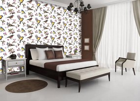 Fototapet - Păsărele și ornament floral (152,5x104 cm)