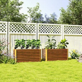 Outsunny Set paturi înălțate 2 buc., jardiniere, extra adânci, metal, 120 x 60 x 60 cm Maro | Aosom Romania