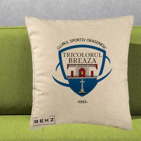 Perna Personalizata CSO Tricolorul Breaza 1951, 40x40 cm, Bej, Husa Detasabila, Perna Inclusa, BEKZ®
