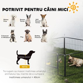 PawHut Țarc pentru Câini Portabil din 6 Panouri, 160x80x60 cm, Negru | Aosom Romania