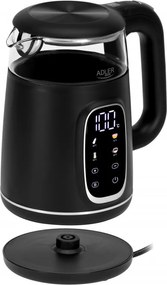 Cana electrica Adler AD 1305 BS, 1850/2200 W, 1,7 L, Control tactil, Afisaj LCD color, 5 setari de temperatura 40-100°C, Filtru anticalcar, Negru/Gri