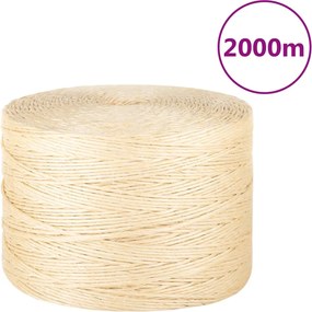 vidaXL Frânghie, 2000 m, sisal 100%, 3 mm