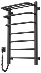 Radiator electric pentru baie cu termostat FORTIS 350W/230V 80,6 cm IP44 negru, cu montare pe partea stângă