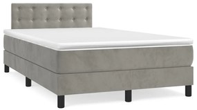 vidaXL Pat box spring cu saltea, gri deschis, 120x190 cm, catifea