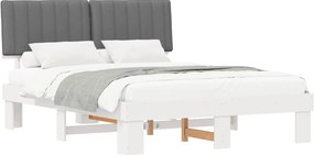 vidaXL Cadru de pat cu tăblie tapițată Gri deschis 160 x 200 cm