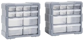 vidaXL Organizatoare cu 12 sertare, 2 buc., 26,5 x 16 x 26 cm