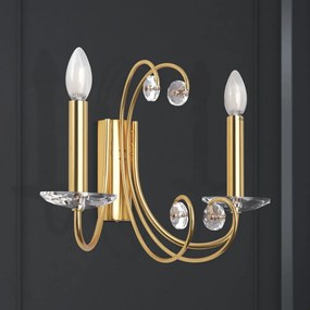 Aplica de perete stil clasic cu cristal K9 ARIANE 2L aurie
