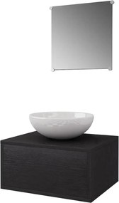 vidaXL Set mobilier baie format din 3 piese cu chiuvetă inclusă, Negru