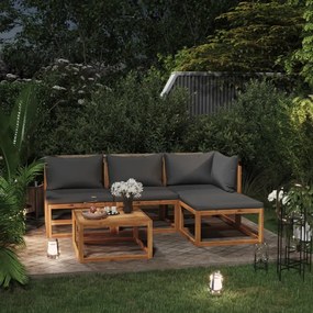 3057602 vidaXL Set mobilier de grădină cu perne, 5 piese, lemn masiv acacia