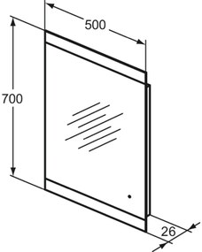 Oglinda dreptunghiulara cu iluminare LED Ideal Standard MirrorLight 50 cm 500x700 mm