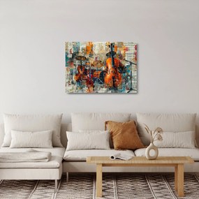 Tablou pe sticlă - Instrumente muzicale (70x50 cm)