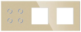 Panou Intrerupator Cvadruplu cu Touch si 2 Prize Simple Din Sticla LUXION