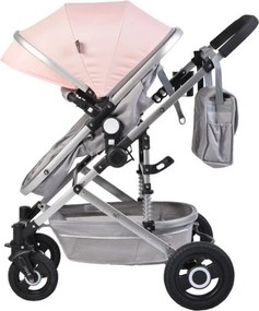 Carucior nou nascuti 2 in 1 NOVOKIDS™ Ciarra Silver PRO , Cu geanta bebe, Cadru Aluminiu , Amortizoare, Roti din cauciuc plin AVE, Landou, Modul