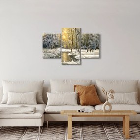 Tablou - Cabană în pădure, pictură în uei (90x60 cm)