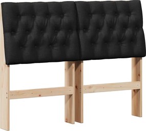 vidaXL Tăblie tapițată Negru 120 cm Lemn de pin masiv