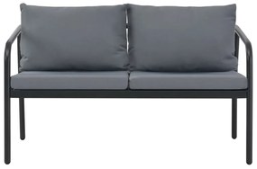 44699 vidaXL Canapea de grădină cu 2 locuri, cu perne, gri, aluminiu