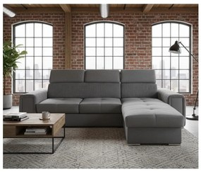 Colțar extensibil universal SALVADA, în L, cu spațiu de depozitare, gri închis