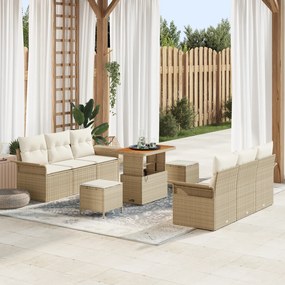 vidaXL Set de canapele pentru grădină 9 pcs Bej poliratan