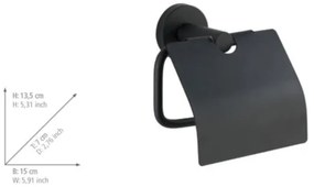 WENKO 24241100 - Suport pentru hârtie igienică BOSIO BLACK, 15 x 13,5 cm, inox/argintiu