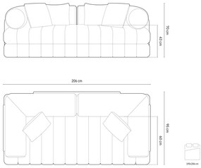 Canapea extensibila 3 locuri Kemi catifea L206 cm