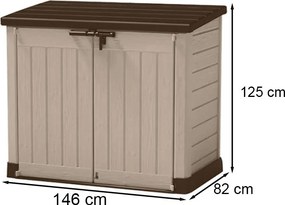 Depozitare în plastic pentru grădină, bej-maro, în afara spațiului maxim