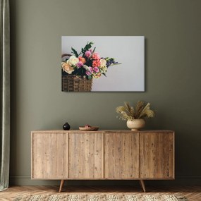 Tablou cu coș și flori (90x60 cm)