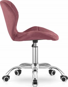 Set birou ZARIMO masa 80x40 cm, alb + fotoliu AVOLA VELVET, roz inchis
