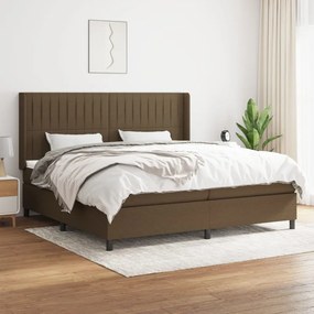 vidaXL Pat box spring cu saltea, maro închis, 200x200 cm, textil