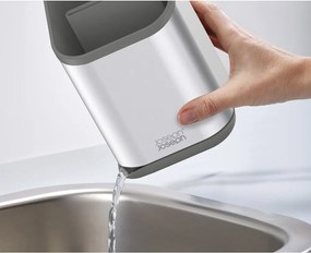 Scurgător de vase argintiu lucios pentru tacâmuri din oțel inoxidabil 11x11,5 cm Duo Steel – Joseph Joseph