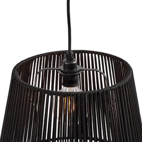 Lampa suspendată de exterior neagră cu abajur din frânghie neagră cu 3 lumini IP44 - Cava Jayla