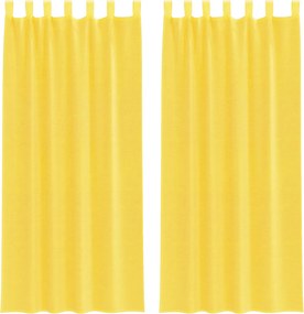 vidaXL Perdele Voile cu buzunare pentru bare 2 buc Galben
