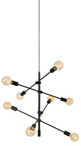 Lampă suspendată industrială neagră cu 8 lumini - Sydney