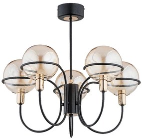 Lustră pe tijă PETRA 5xE14/10W/230V negru/auriu