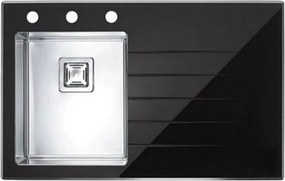 Chiuveta inox Alveus Crystalix 10 inox - negru 86x54 cm stanga