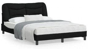 Cadru de pat cu lumini LED, negru, 140x200 cm, textil
