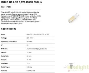 BEC LED G9 3,5W 4000K 17444