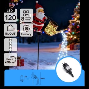 Aigostar-LED Decorațiune de Crăciun pentru exterior 120xLED/8 funcții 80 cm IP44 Santa/alb rece