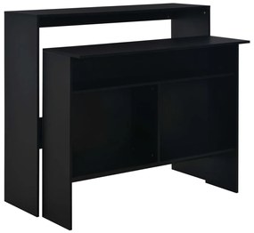 vidaXL Masă de bar cu 2 blaturi, negru, 130x40x120 cm