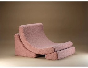Fotoliu de copii roz cu tapițerie din țesătură bouclé Moon – Wigiwama