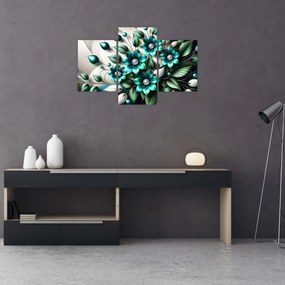 Tablou - Flori turcoaz 3D (90x60 cm)