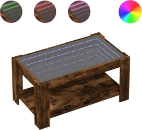 vidaXL Măsuță de cafea cu LED stejar fumuriu 93x53x45cm lemn prelucrat